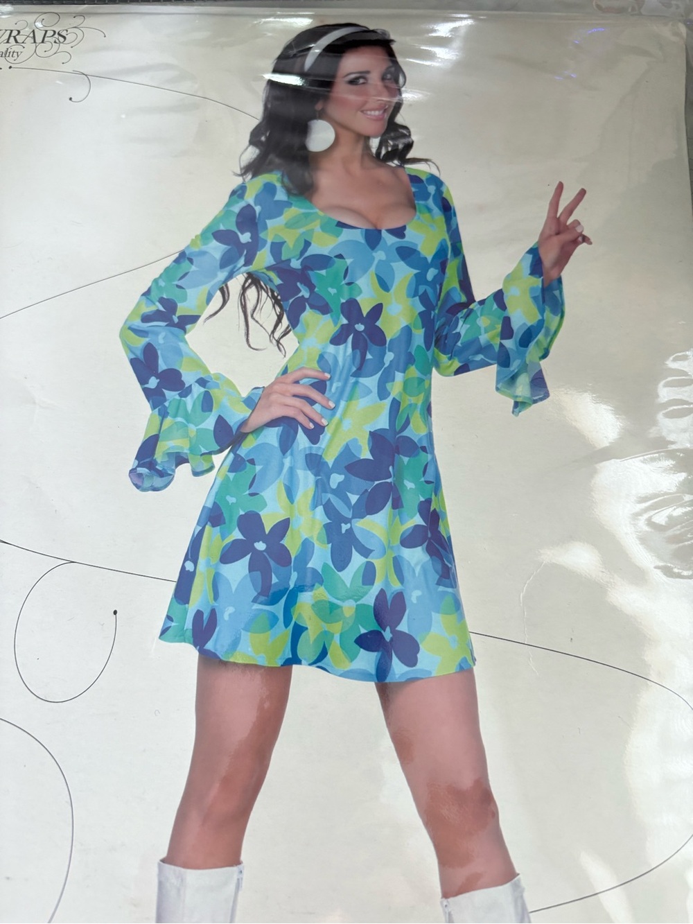 Wildflowers Blue & Green Floral Mini Dress Costume